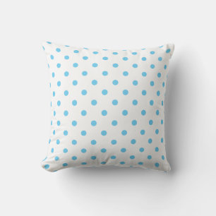Point Polka bleu et blanc Aqua sur un Coussin