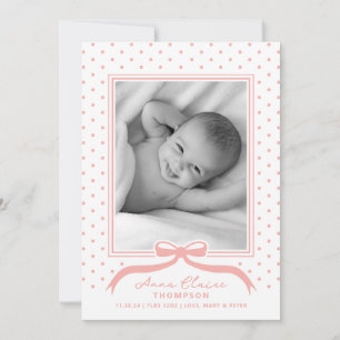 Point Polka de faire-part de naissance Bow
