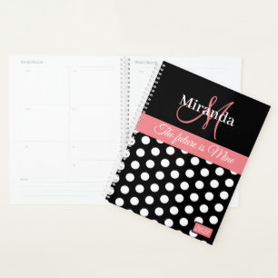 Point Polka Rose Noir Blanc
