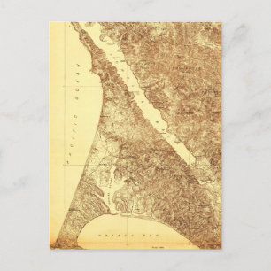 Point Reyes California Vintage Map Postcard