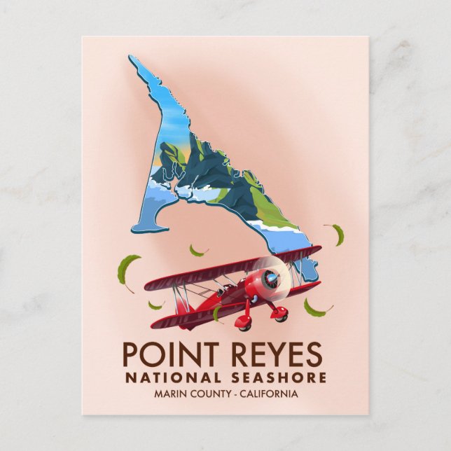 point reyes national seashore travel poster. postcard (Front)