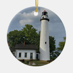 Pointe Aux Barques Lighthouse Ceramic Ornament