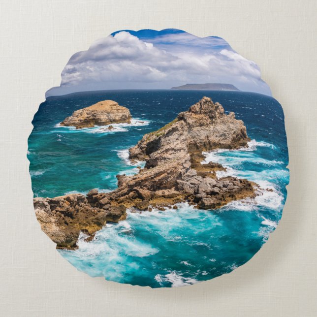Pointe des Chateaux, Grande-Terre, Guadeloupe #2 R Round Pillow (Front)