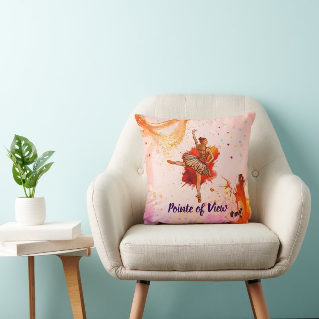 Pointe of View | Elegant Ballerina Art  Throw Pillow (Chair)