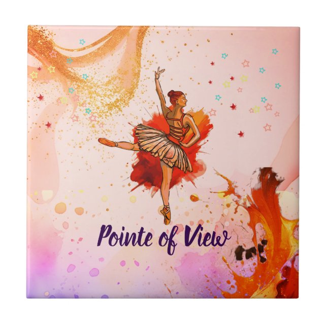 Pointe of View | Vibrant Ballerina Art  Tile (Front)