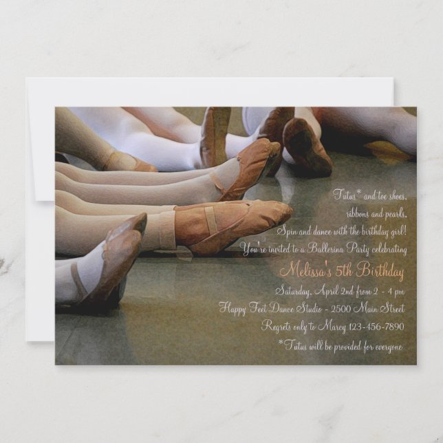 Pointé orteils Ballerina Party Invitation (Devant)