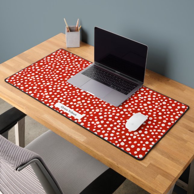 Pointe Polka Abstraite couleur rouge et blanche (Bureau 2)