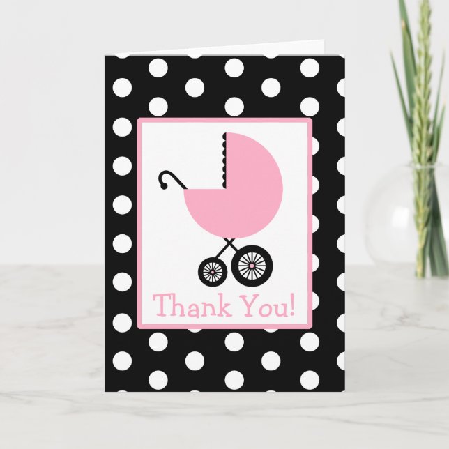 Pointe Polka et Merci de transport rose Baby showe (Devant)