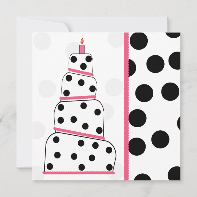 Pointe Polka Et Pink Anniversaire Fête Invitation (Devant)