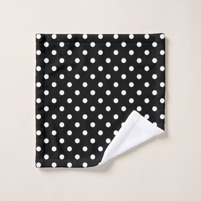 Pointe Polka noir et blanc Motif Abstrait moderne (Gant de toilette)