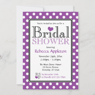 Pointe Polka Purple Heart Bridal Douche Invitation