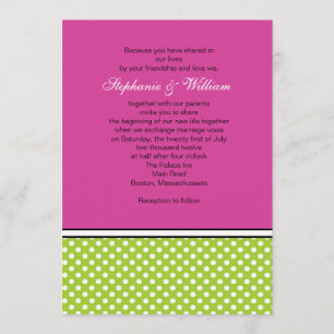 Pointe Polka verte et Faire-part de mariage rose
