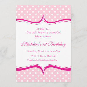 Pointe rose-Chaud rose moderne Invitation Princess