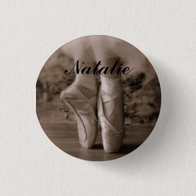 Pointe Shoe - Natalie 1 Inch Round Button (Front)