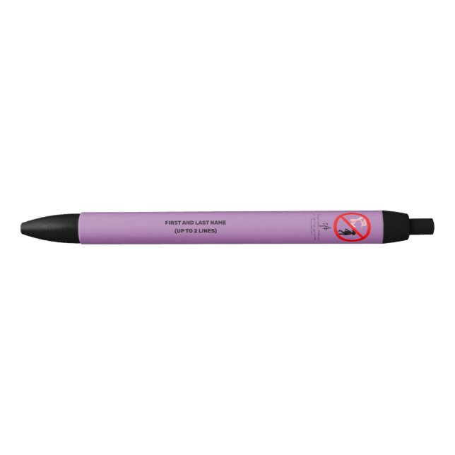 Pointe Shoe Warning Lavender Personalized Black Ink Pen (Front)