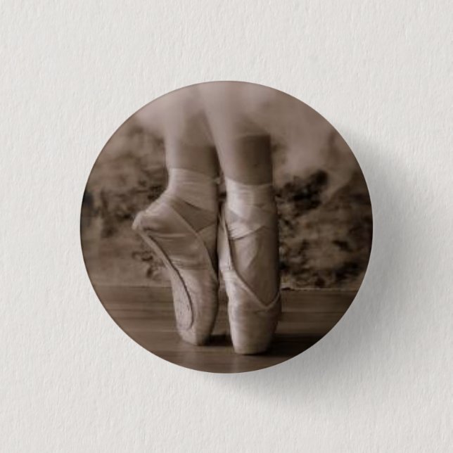 Pointe shoes sepia 1 inch round button (Front)