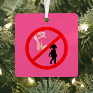 Pointe Shoes Warning Hot Pink Metal Ornament