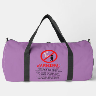 Pointe Shoes Warning Lavender Duffle Bag