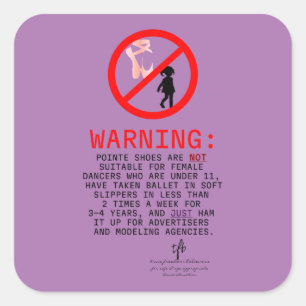 Pointe Shoes Warning Lavender Square Sticker