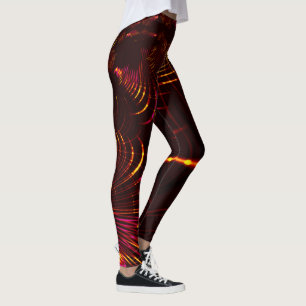 Pointed brownish curves from pink to fire colour leggings
