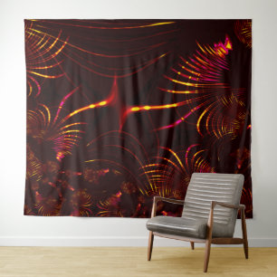 Pointed brownish curves from pink to fire colour tapestry