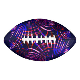 Pointed curves from blue to red and white. Lilac? Football