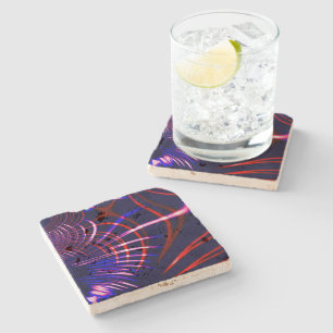 Pointed curves from blue to red, white and pink stone coaster