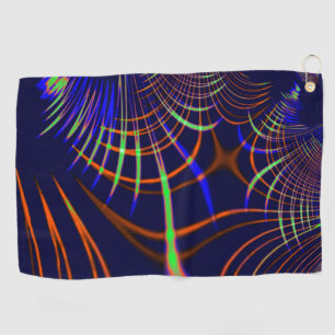 Pointed curves from lime green to coral and blue golf towel