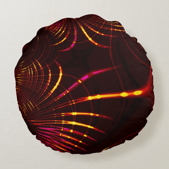 Pointed curves from pink to fire-coloured round pillow (Back)
