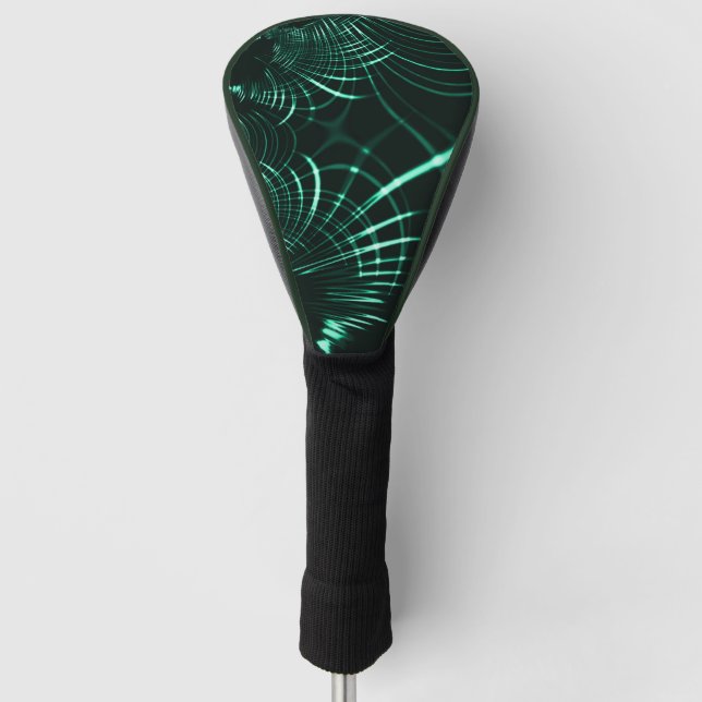 Pointed curves in mix of jungle green and neo mint golf head cover (Front)