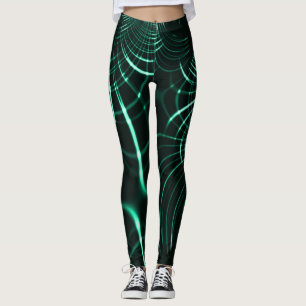 Pointed curves in mix of jungle green and neo mint leggings