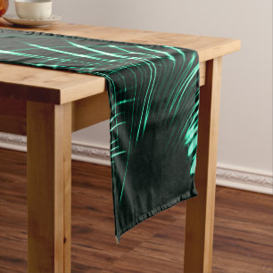 Pointed curves in mix of jungle green and neo mint short table runner