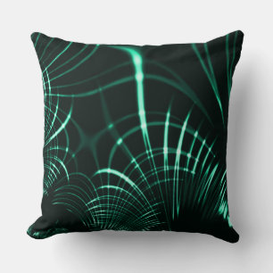 Pointed curves in mix of jungle green and neo mint throw pillow