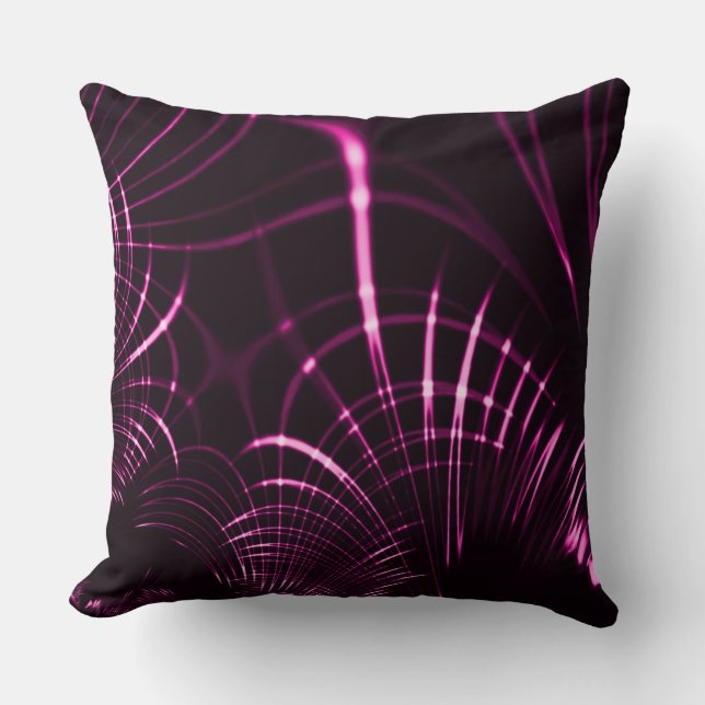 Pointed curves in pink colour and dark background throw pillow (Front)