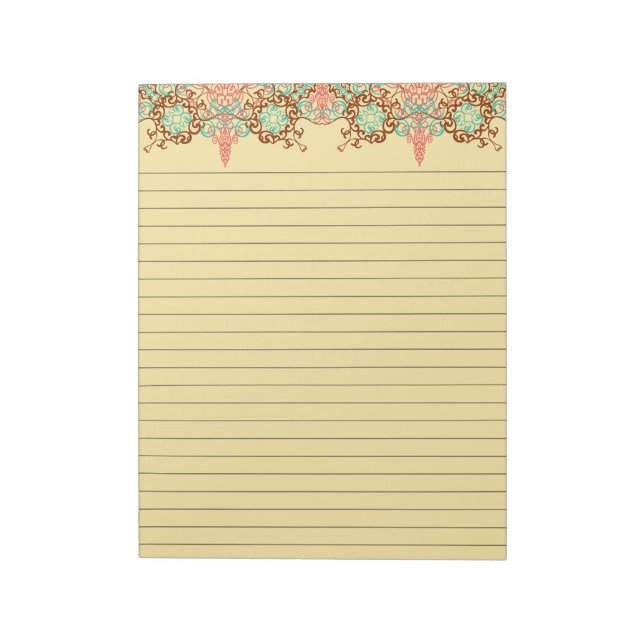Pointed Intricate Arabesque, notepad (Rotated)