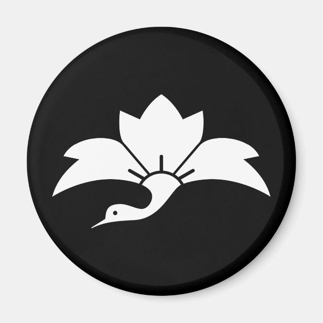 Pointed-leaf crane-shaped rhombic flower magnet (Front)
