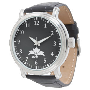 Pointed-leaf crane-shaped rhombic flower watch