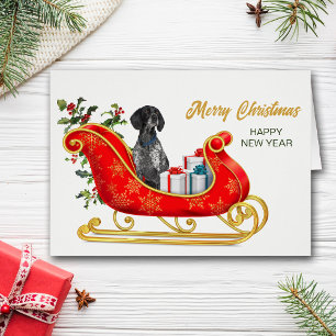 Pointer Chien de Noël Carte de traîneau