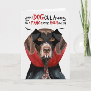 Pointer Dog Funny Count DOGcula Halloween Holiday Card