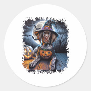Pointer Dog Halloween Square Classic Round Sticker
