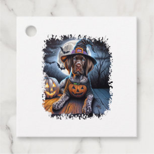 Pointer Dog Halloween Square Favour Tags