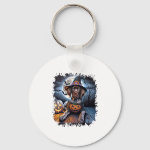 Pointer Dog Halloween Square Keychain