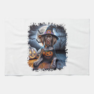 Pointer Dog Halloween Square Kitchen Towel