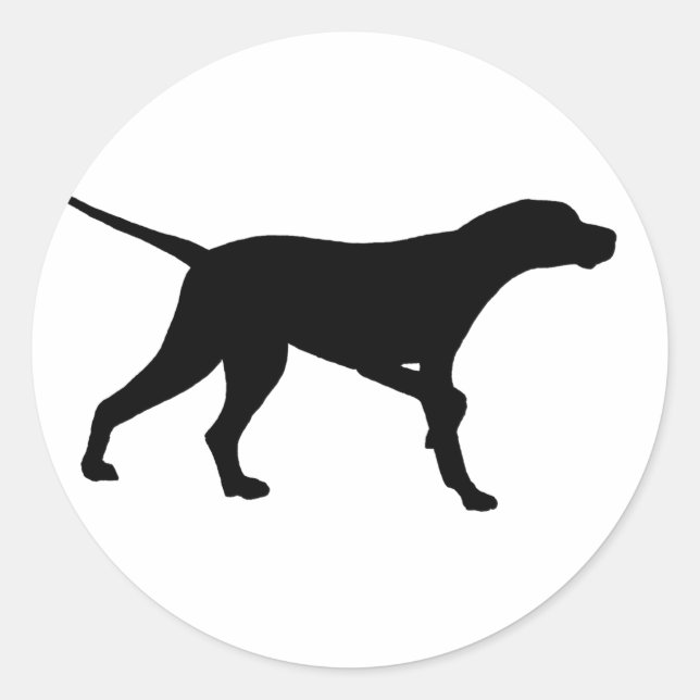 Pointer Dog (in black) Classic Round Sticker (Front)