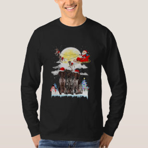 Pointer Dog Santa Sleigh Christmas Lover  T-Shirt