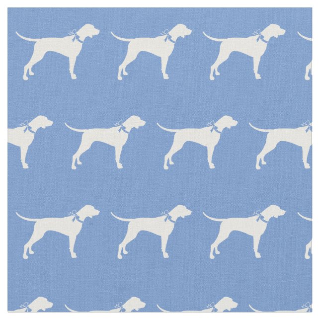 Pointer Dog Silhouette Pet Light Blue Fabric (Close Up)