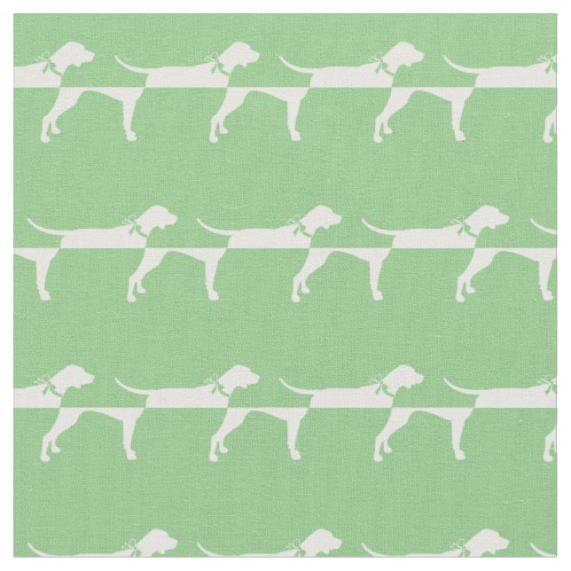 Pointer Dog Silhouette Pet Sage Green Fabric (Close Up)