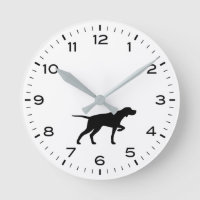 Pointer Dog Silhouette with Hours and Minutes