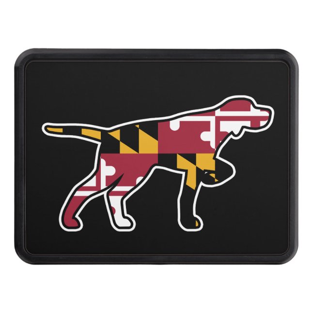 Pointer Dog Silhouette with Maryland Flag Trailer Hitch Cover (Front)