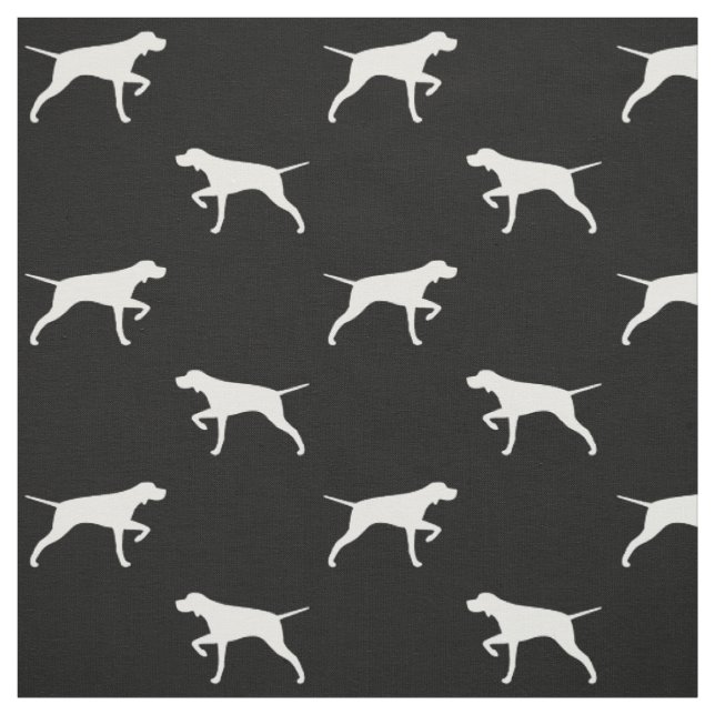 Pointer Dog Silhouettes Black and White Patterned Fabric (Swatch)